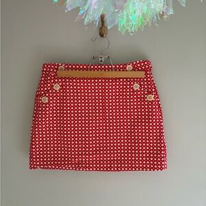 J. Crew Red Geometric Retro Inspired Mini Skirt Size 6